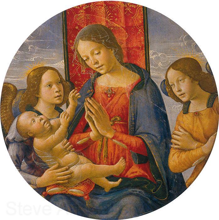 Mainardi, Sebastiano Virgin Adoring the Child with Two Angels Norge oil painting art